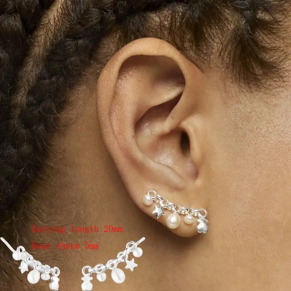 Tous Shapes Pea in a pod Pearl Row Line Earrings